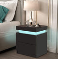 White LED Nightstand with 2 Drawers T25603