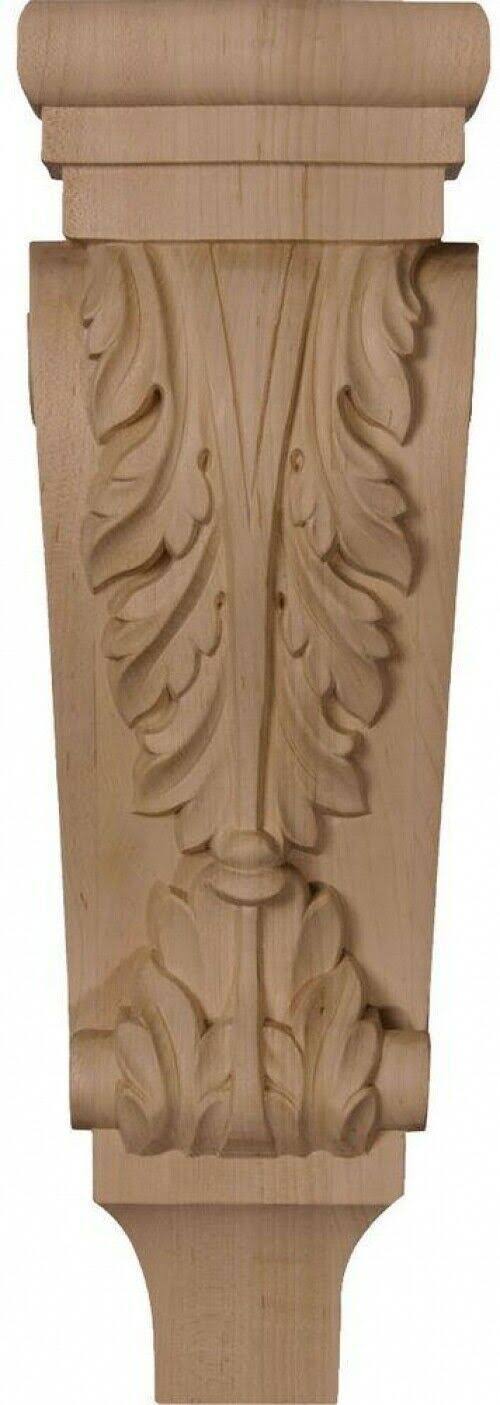 5 1/8 inchw x 3 3/8 inchd x 15 1/2 inchh Medium Acanthus Wood Corbel, Walnut S73589