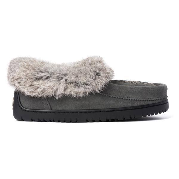 Genuine Rabbit Fur Trim Moccasin F545