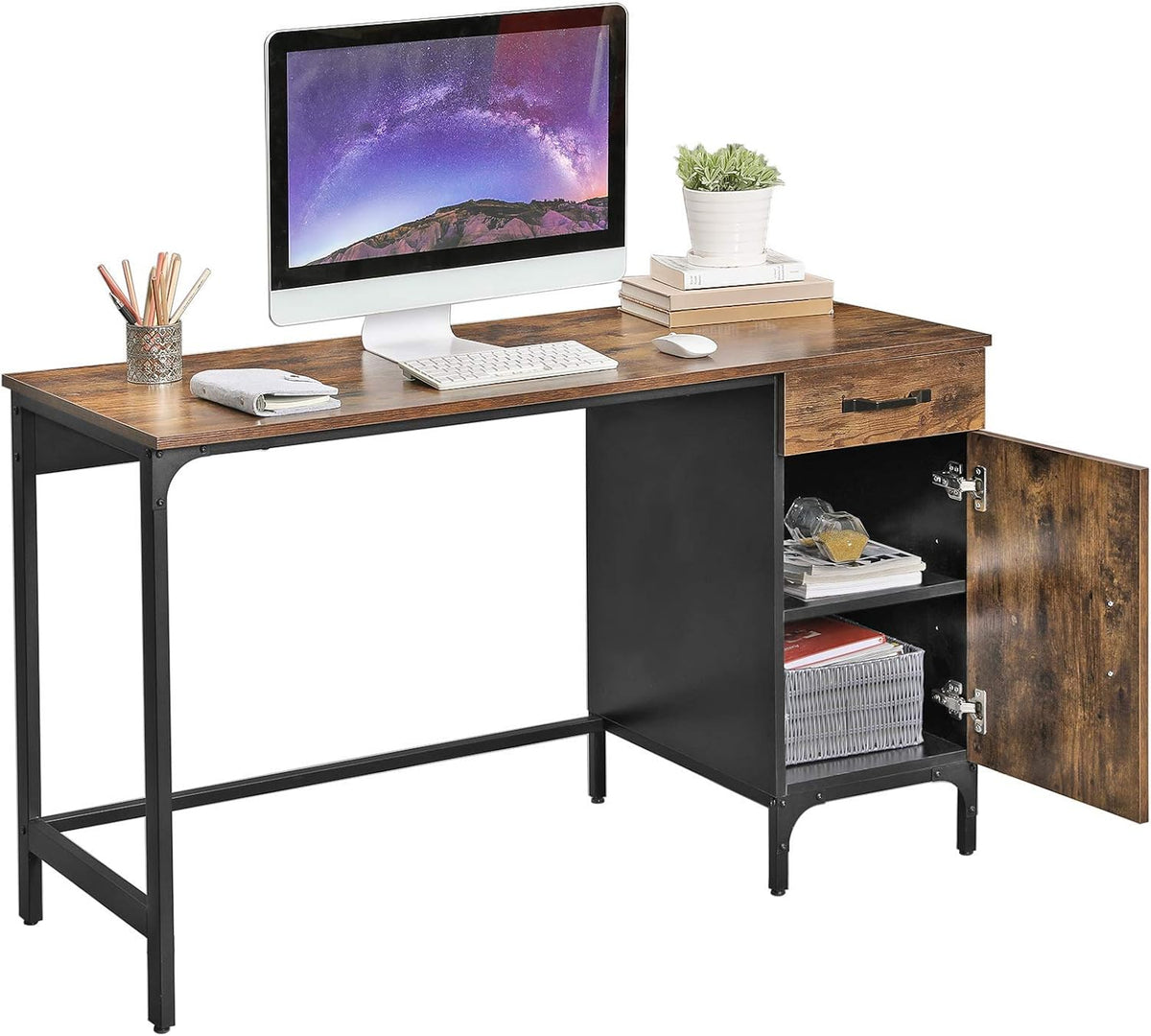 51 Inches Computer Desk with Drawer and Cabinet V68034