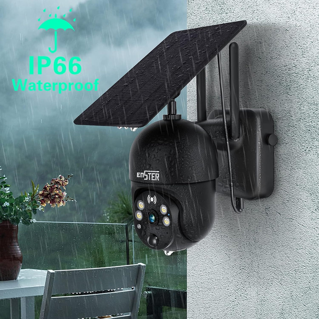 Solar Panel Security Surveillance Camera Outdoor Wireless 2.4g WiFi 360° PTZ Battery Spotlight Color 1080p Night Vision PIR Motion Detection 2-Way Audio Siren SD Cloud Storage IP65 Waterproof C730