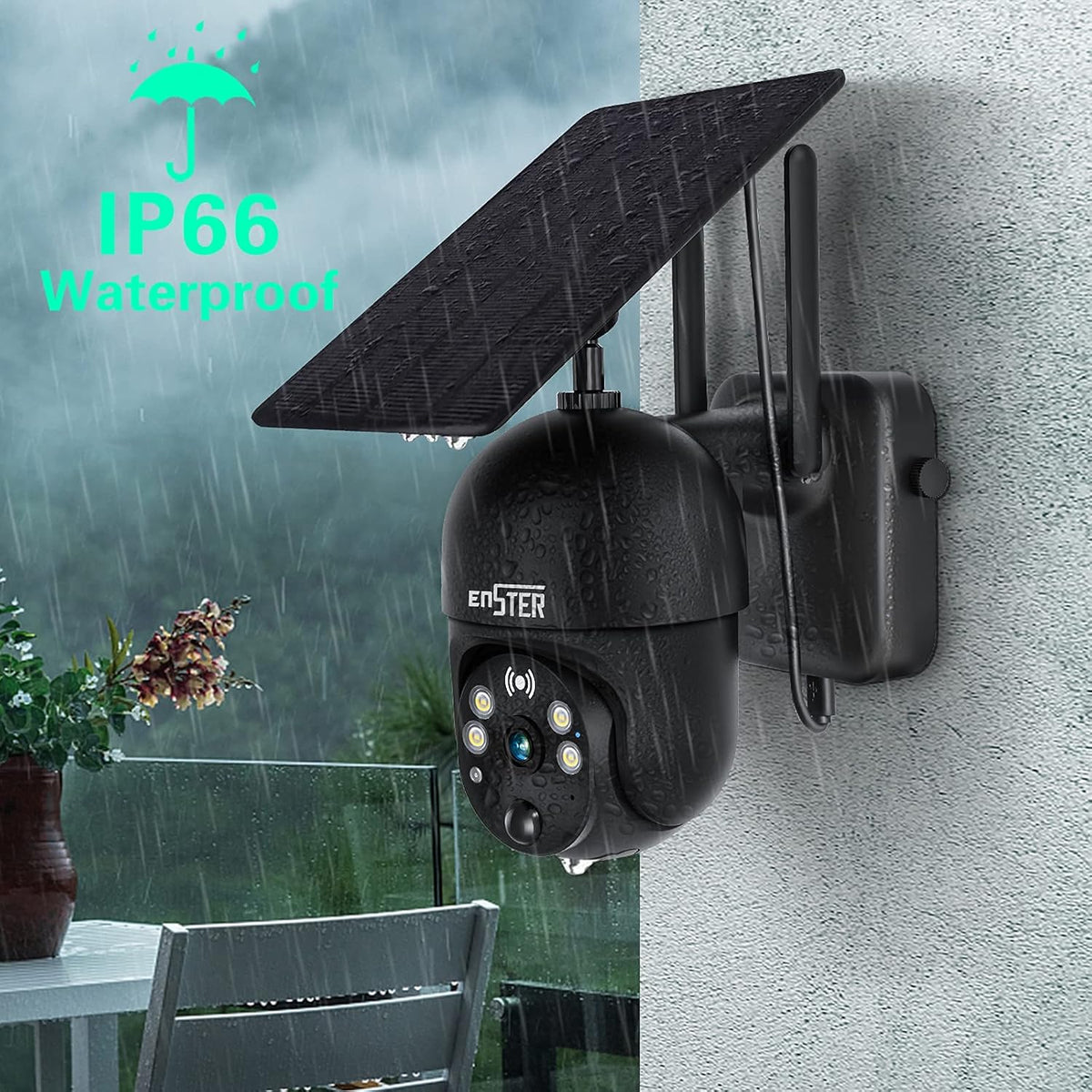 Solar Panel Security Surveillance Camera Outdoor Wireless 2.4g WiFi 360° PTZ Battery Spotlight Color 1080p Night Vision PIR Motion Detection 2-Way Audio Siren SD Cloud Storage IP65 Waterproof C730