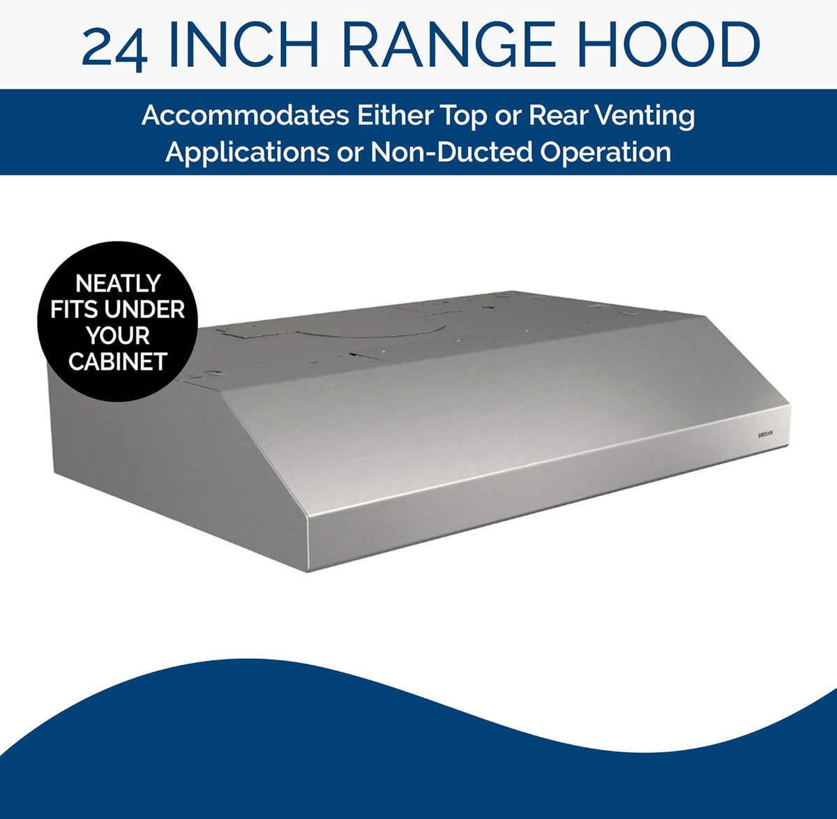 Stainless Steel 24-inch Under Cabinet Range Hood with Light E435