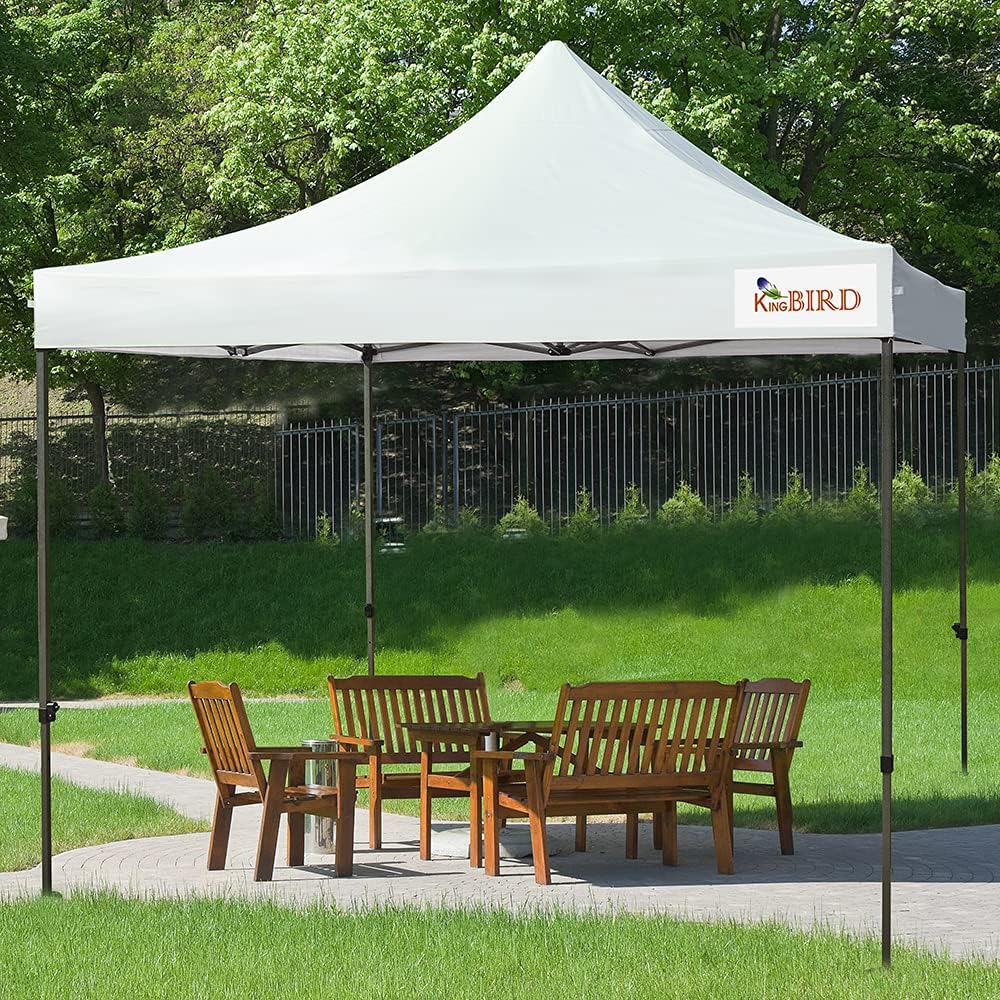 10'x10' Heavy Duty Pop Up Canopy Tent with Roller Bag - White P5033