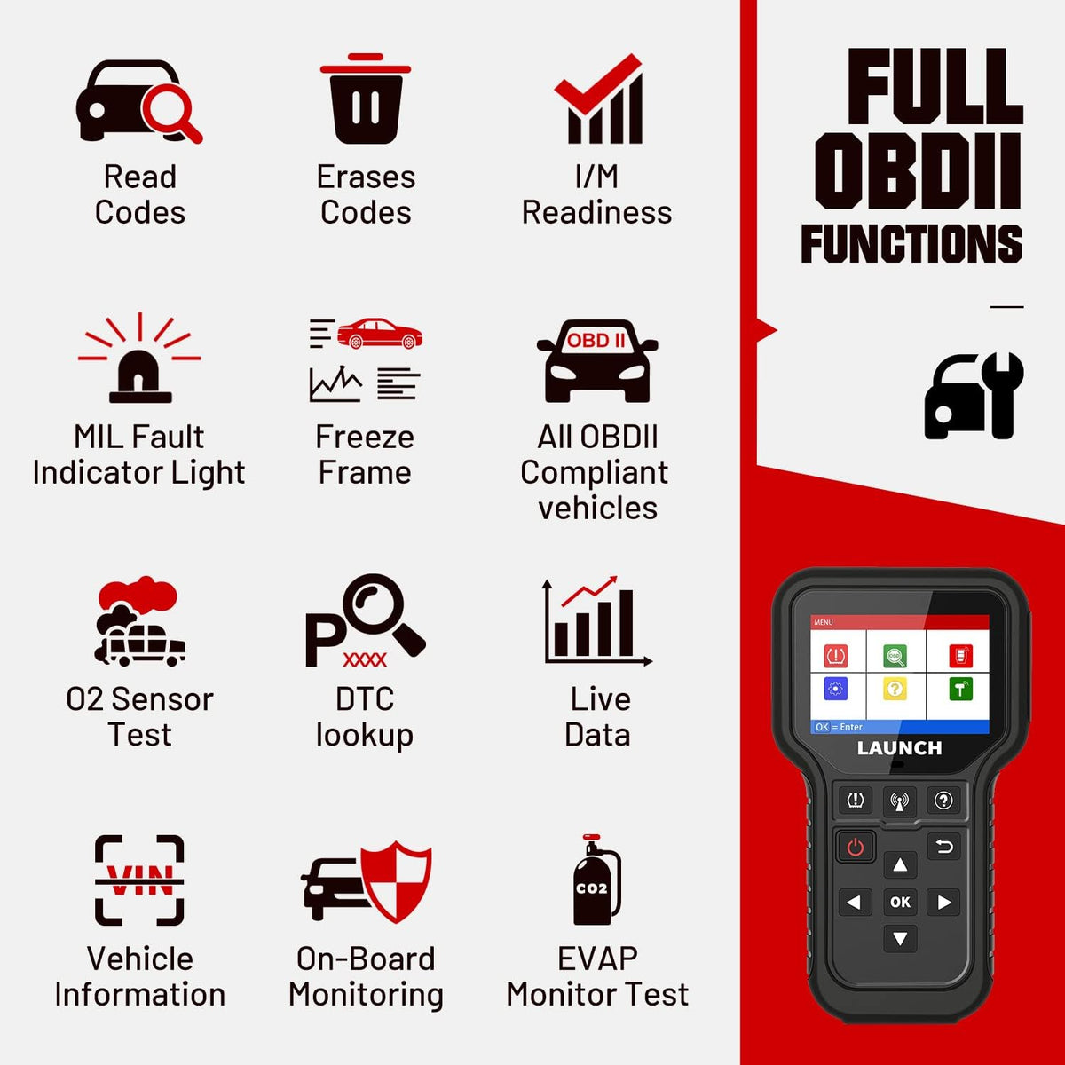 TPMS Relearn Tool + OBD2 Scanner Code Reader I501