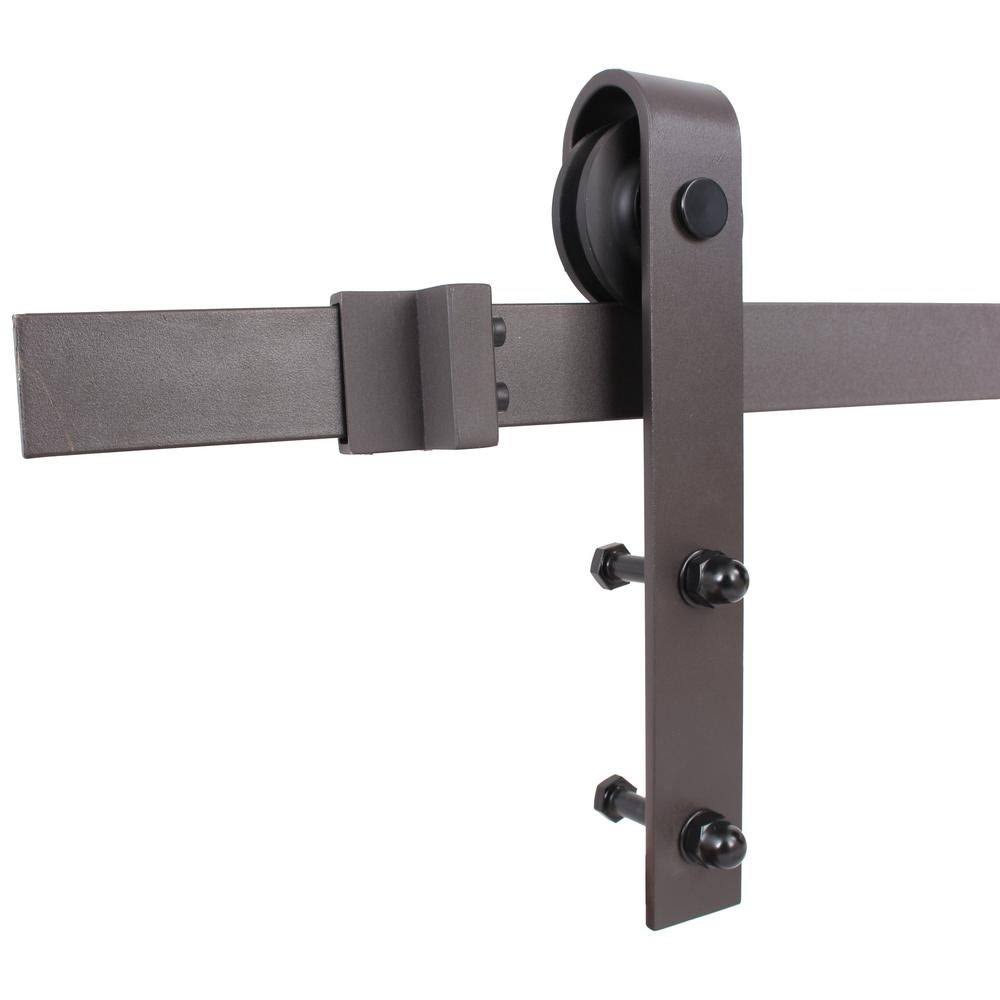 Charcoal Black Stained Wood Interior Sliding Barn Door with Hardware Kit M72876