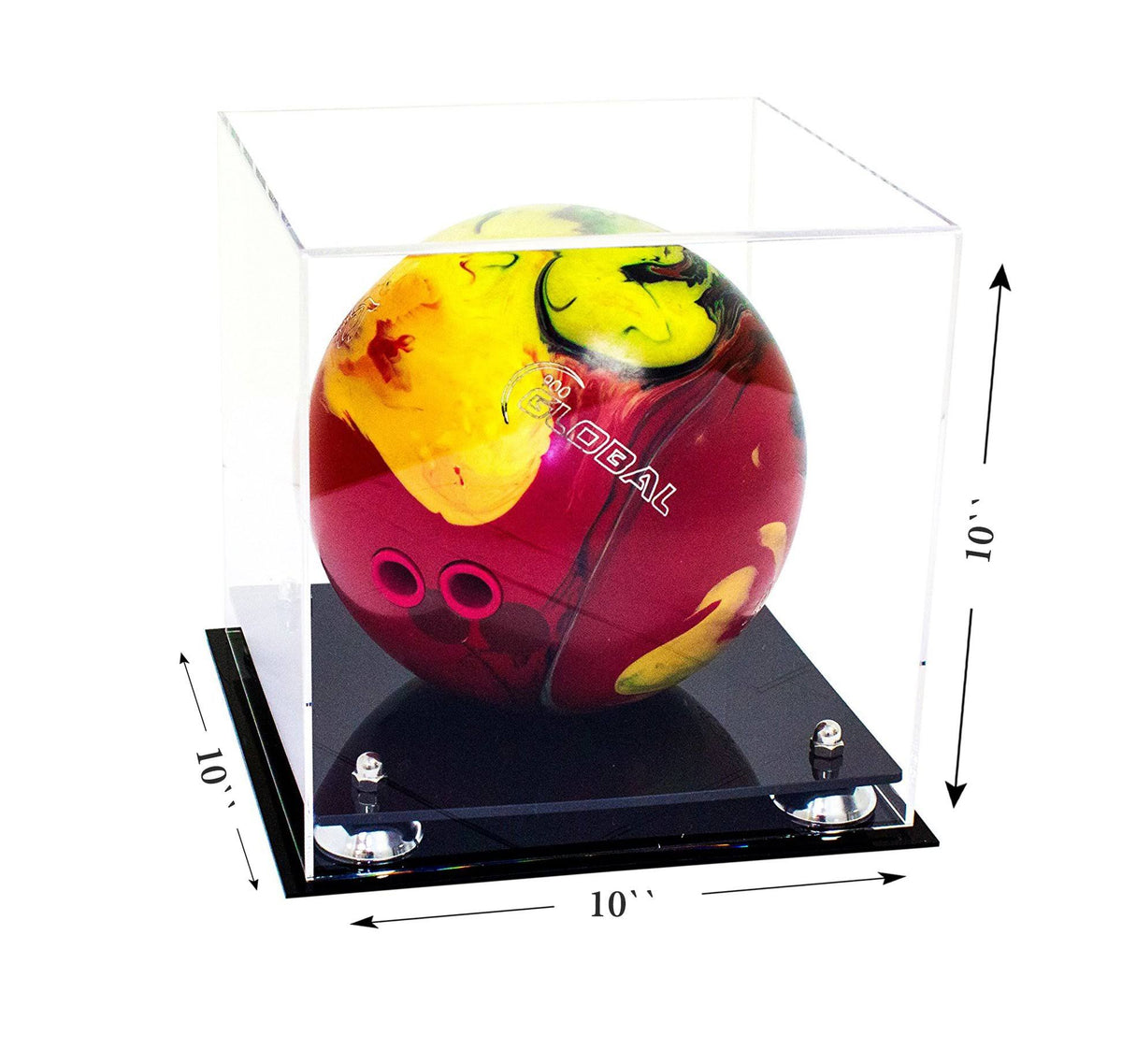 Clear Acrylic Bowling Ball Display Case with Silver Risers D6997