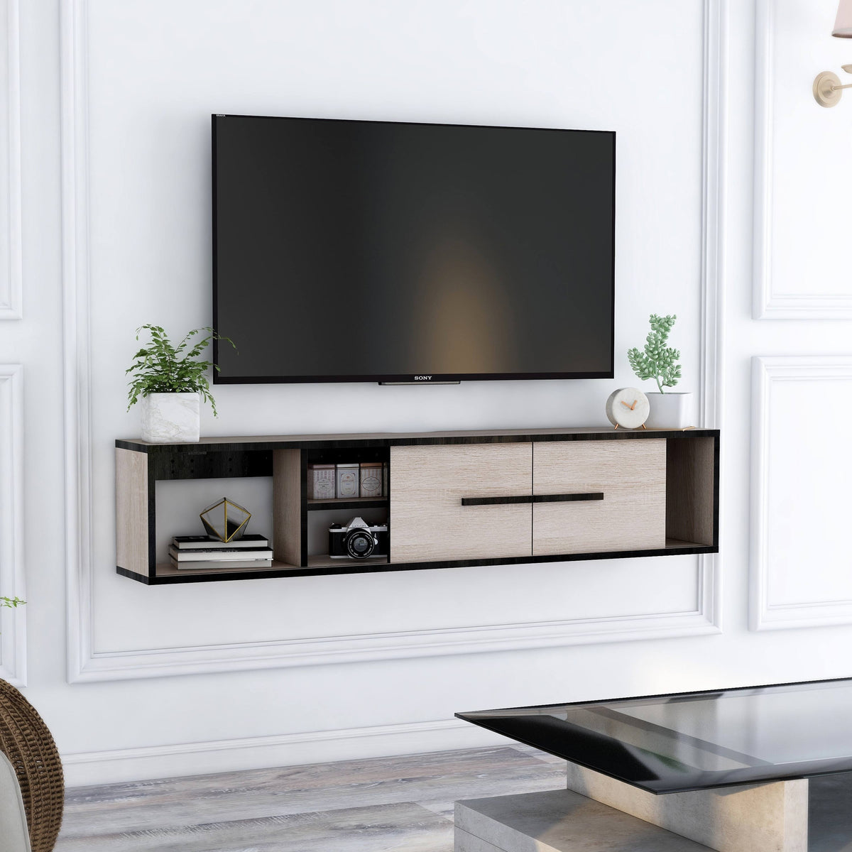Reclaimed Oak Wall-Mounted Media Console B962974