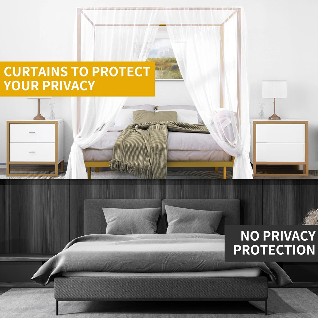 Queen Size Gold Metal Canopy Bed Frame V839