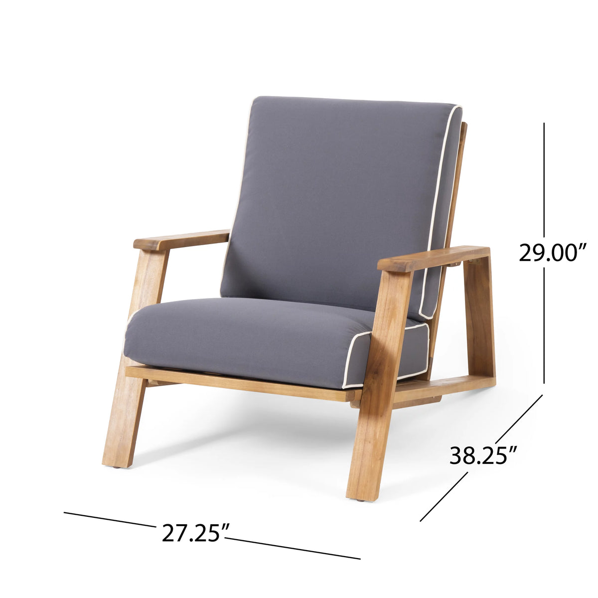 Acacia Wood Club Chairs with Cushions, Set of 2 C70152