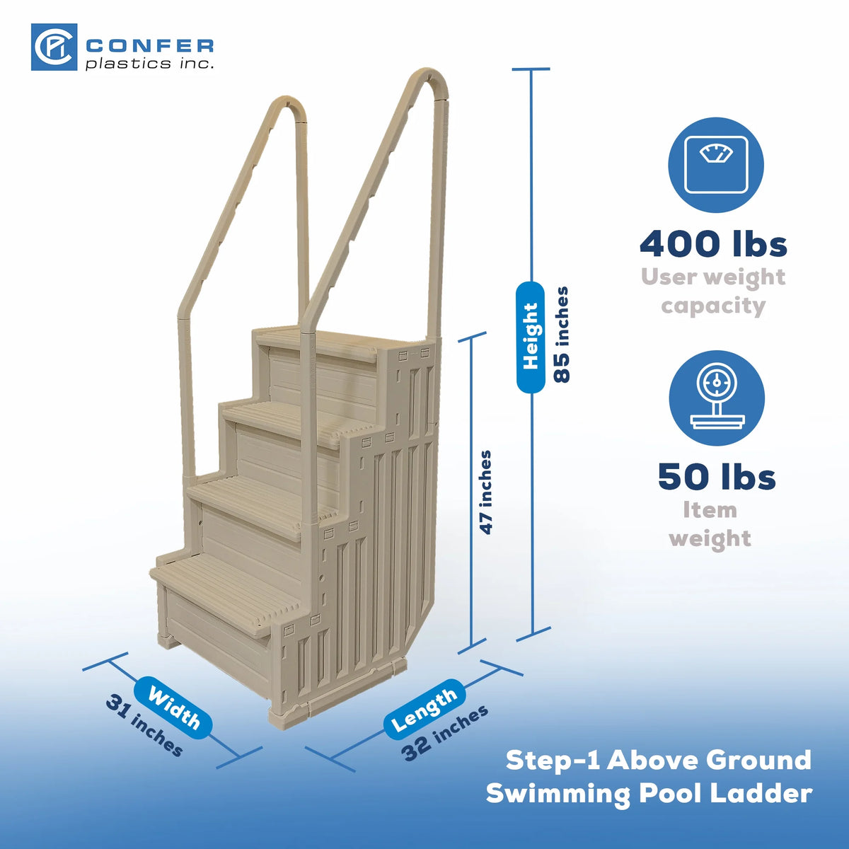 Above Ground Swimming Pool Ladder 4 Stair Step System Warm Gray M91737
