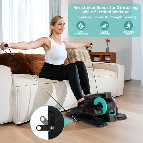 Under Desk Elliptical Machine, Quiet Portable Electric Seated Pedal Exerciser with Remote Control & 12 Adjustable Speeds L2871