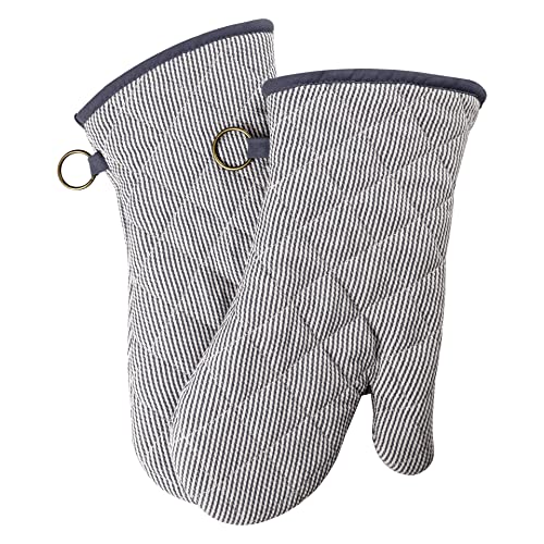 1 Pair 100% Cotton Heat Resistant Oven Mitts F560