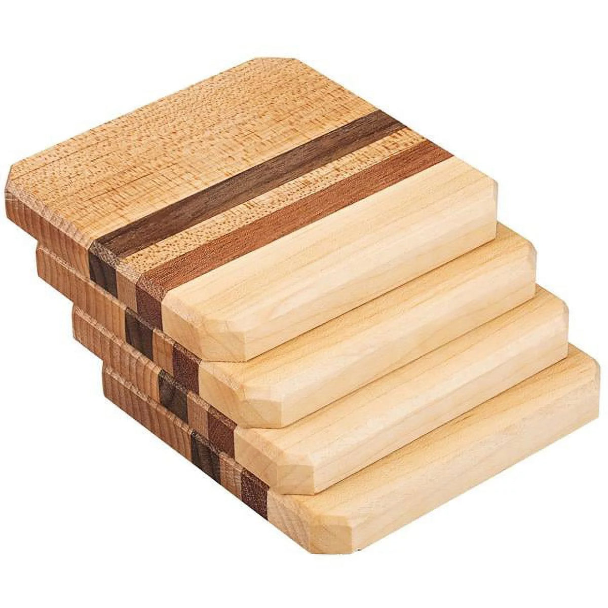 Maple Walnut Mahogany Wood Coasters Set of 4 Q573