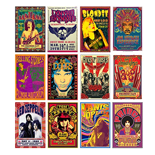 Vintage Rock Band Posters 12 Set 7.8X11.8 Inch E806167
