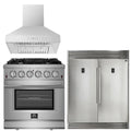 30 Inch Gas Range, Wall Mount Range Hood, Refrigerator Y915
