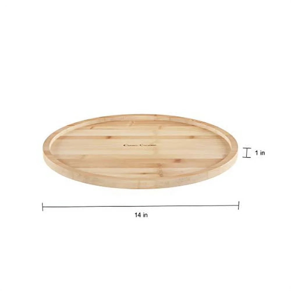 All-Natural Bamboo Round Single Tier 14 Inch Lazy Susan Turntable I92000