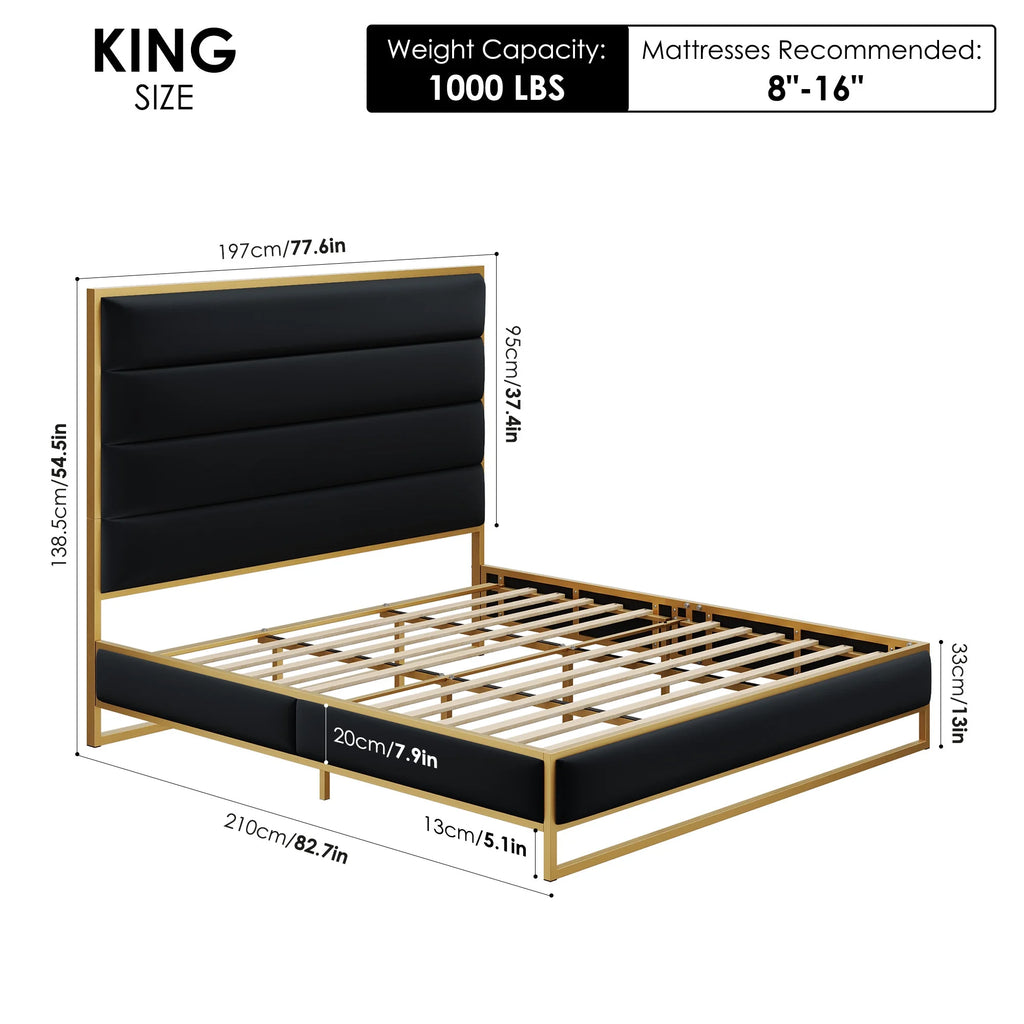 King Size Off-white Velvet Upholstered Platform Bed I451076