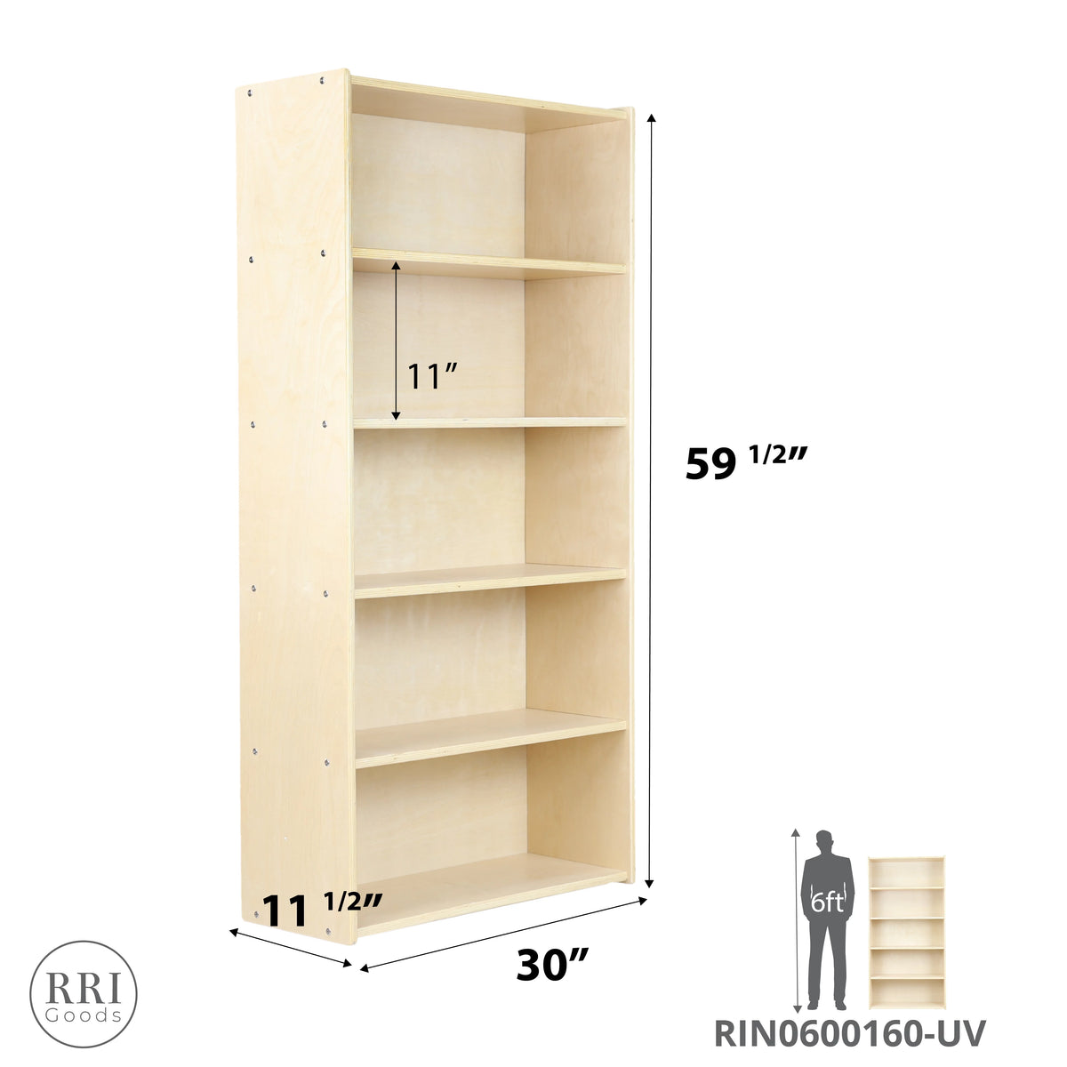 5 Shelf Wooden Bookcase S877374