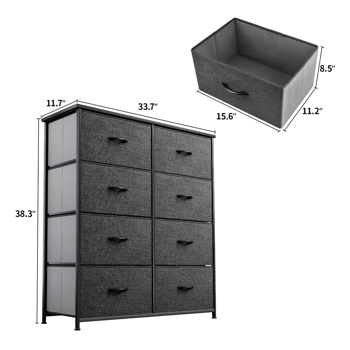 Black Gray 8 Drawer Dresser K946126