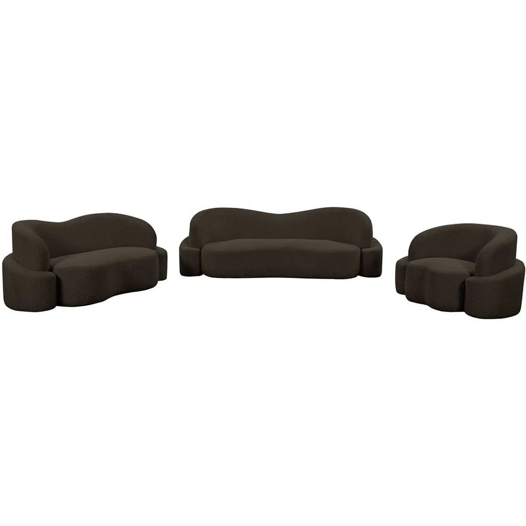 Brown Boucle Fabric Loveseat D669