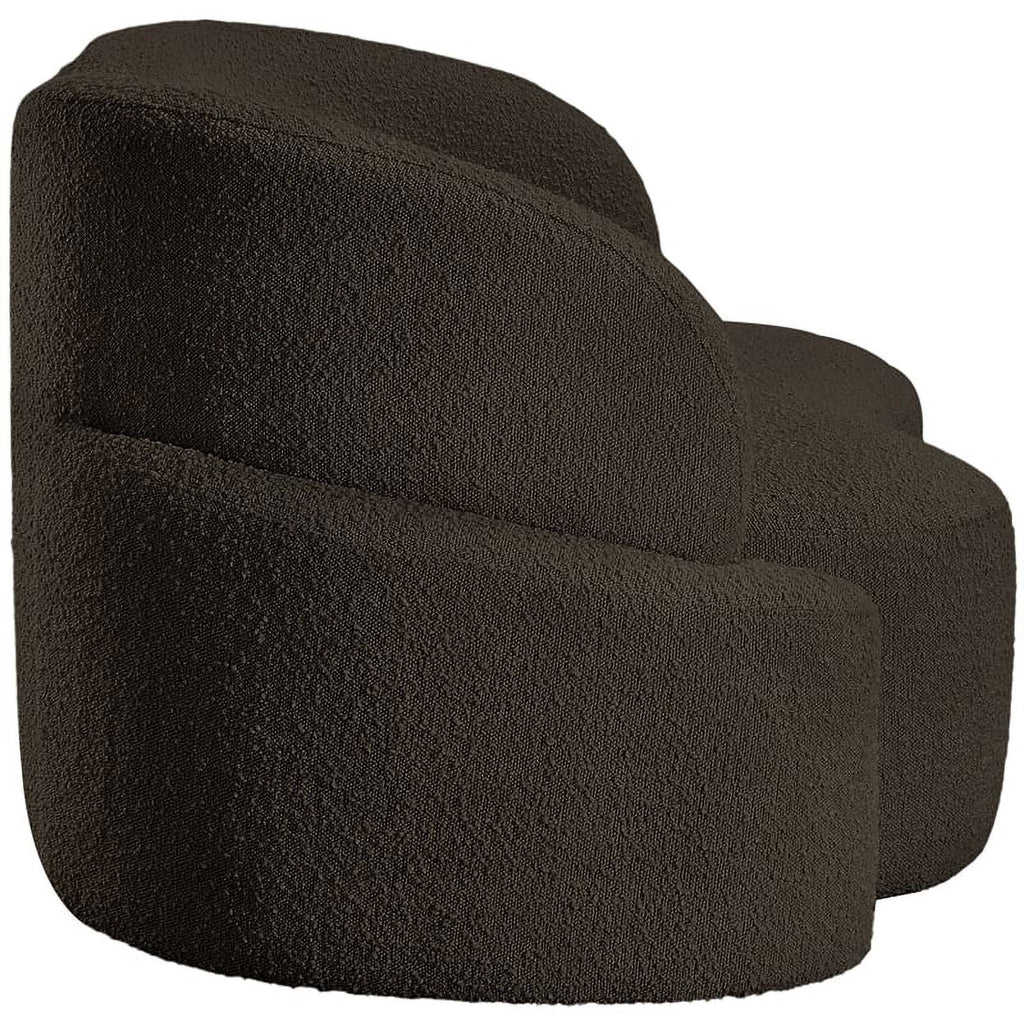 Brown Boucle Fabric Loveseat D669