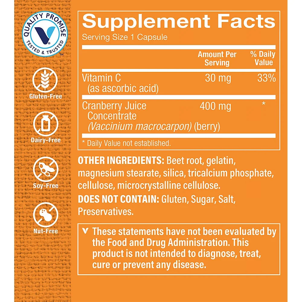 Cranberry 400MG Supplement 180 Capsules R8597