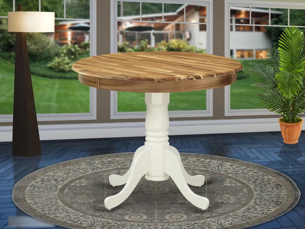 Antique Round Acacia Wood Dining Table E383