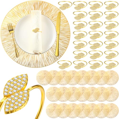 100 Set Gold 15 Inch Round Placemats and Napkin Rings L522