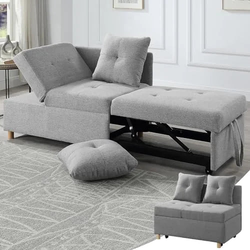 3 in 1 Convertible Velvet Sofa Bed with 2 Pillows B66841