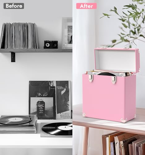 Vinyl Storage and Carrying Case Waterproof Portable Organizer Holds 50 7-12 Inch Records Z976170