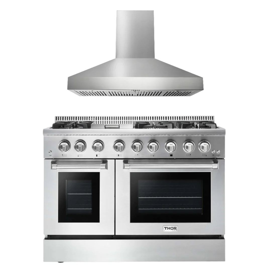 48 Gas Burner Electric Oven Range and Range Hood F100