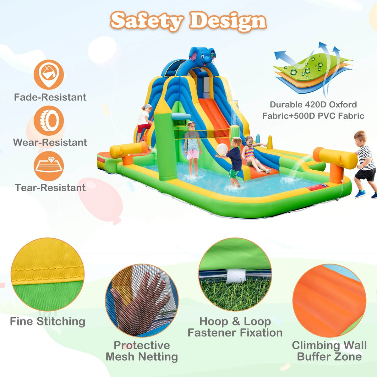 Inflatable Water Slide with 950W Blower L708393