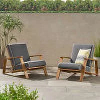 Acacia Wood Club Chairs with Cushions, Set of 2 C70152