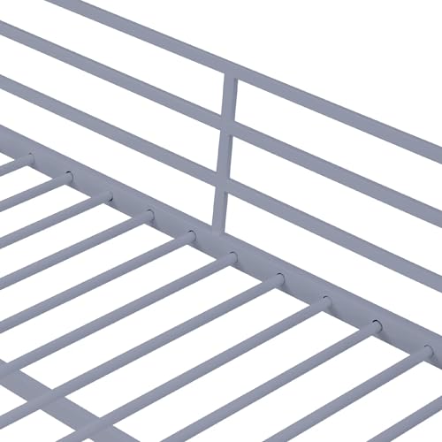White Twin Metal Loft Bed with Safety Guard Rails P3318