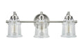 Three-Light Brushed Nickel Bathroom Vanity Wall Light Fixture with Clear Glass Shade L96035