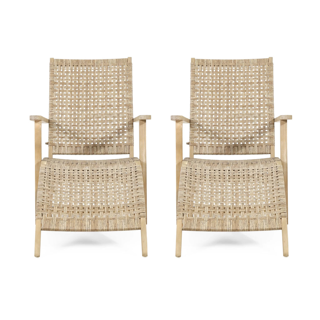 Acacia Wood Outdoor Lounge Chair Set of 2 Light Brown V274748
