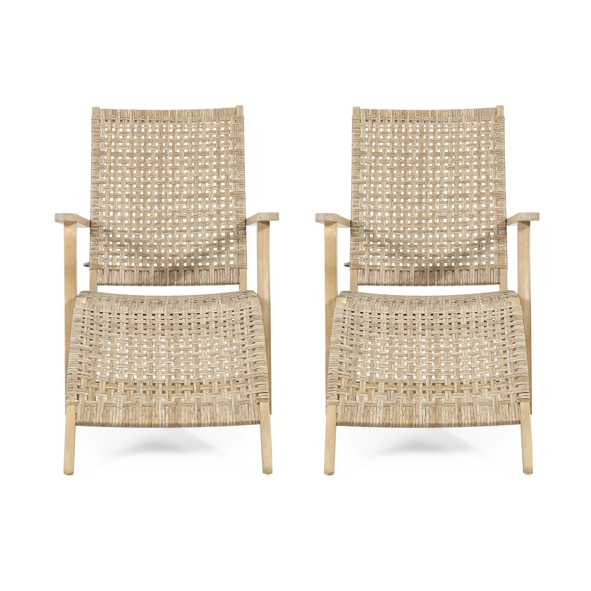Acacia Wood Outdoor Lounge Chair Set of 2 Light Brown V274748