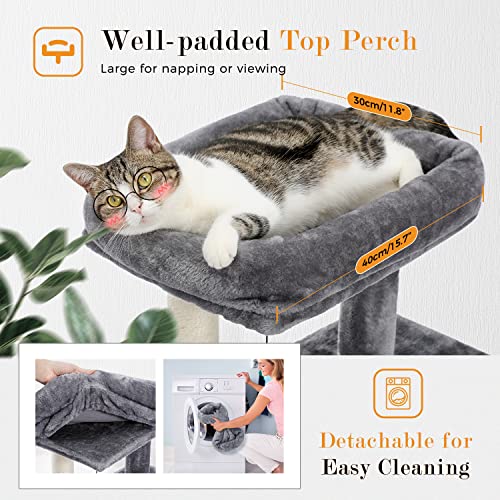30 Inches Cat Tree with Dual Condos and Scratching Posts D265
