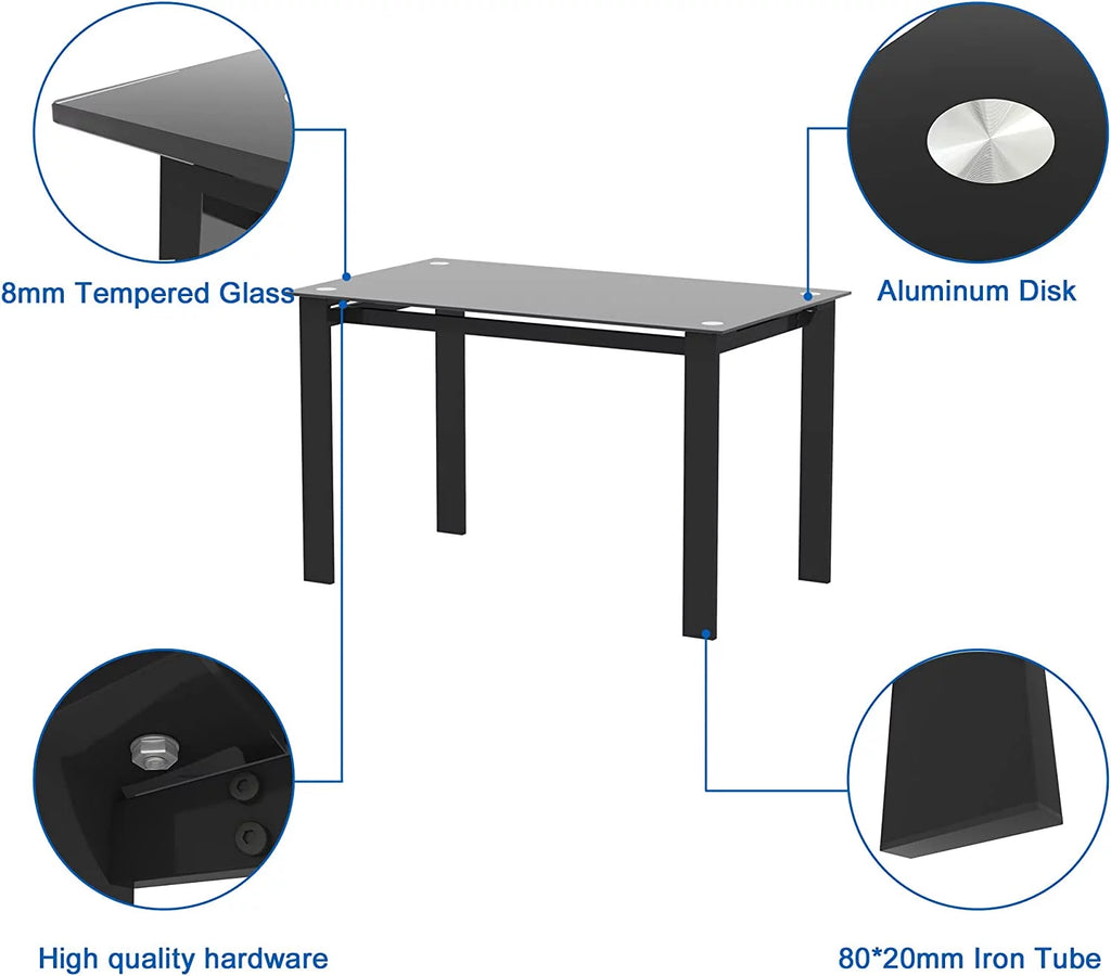 Black 5 Piece Dining Table Set for 4 T8722