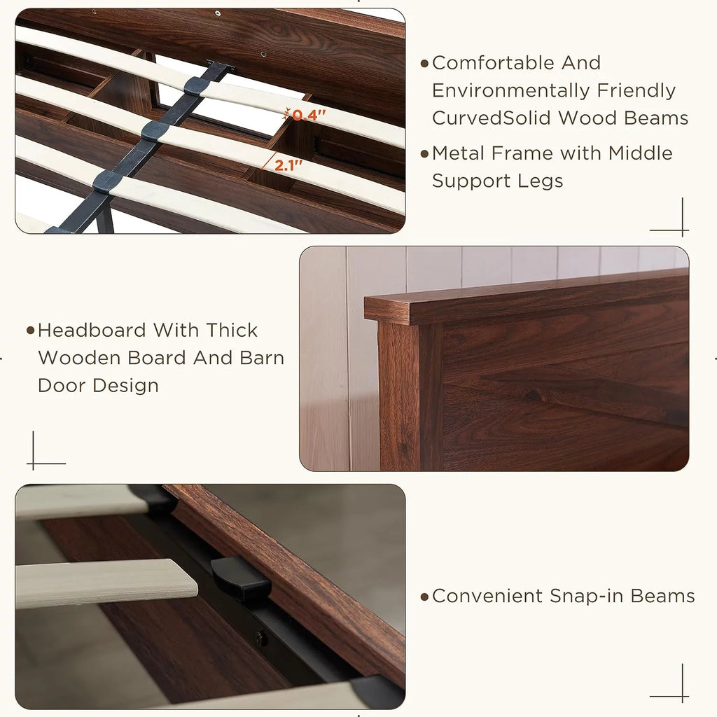 King Bed Frame with Headboard and Storage Cabinets, White P997748