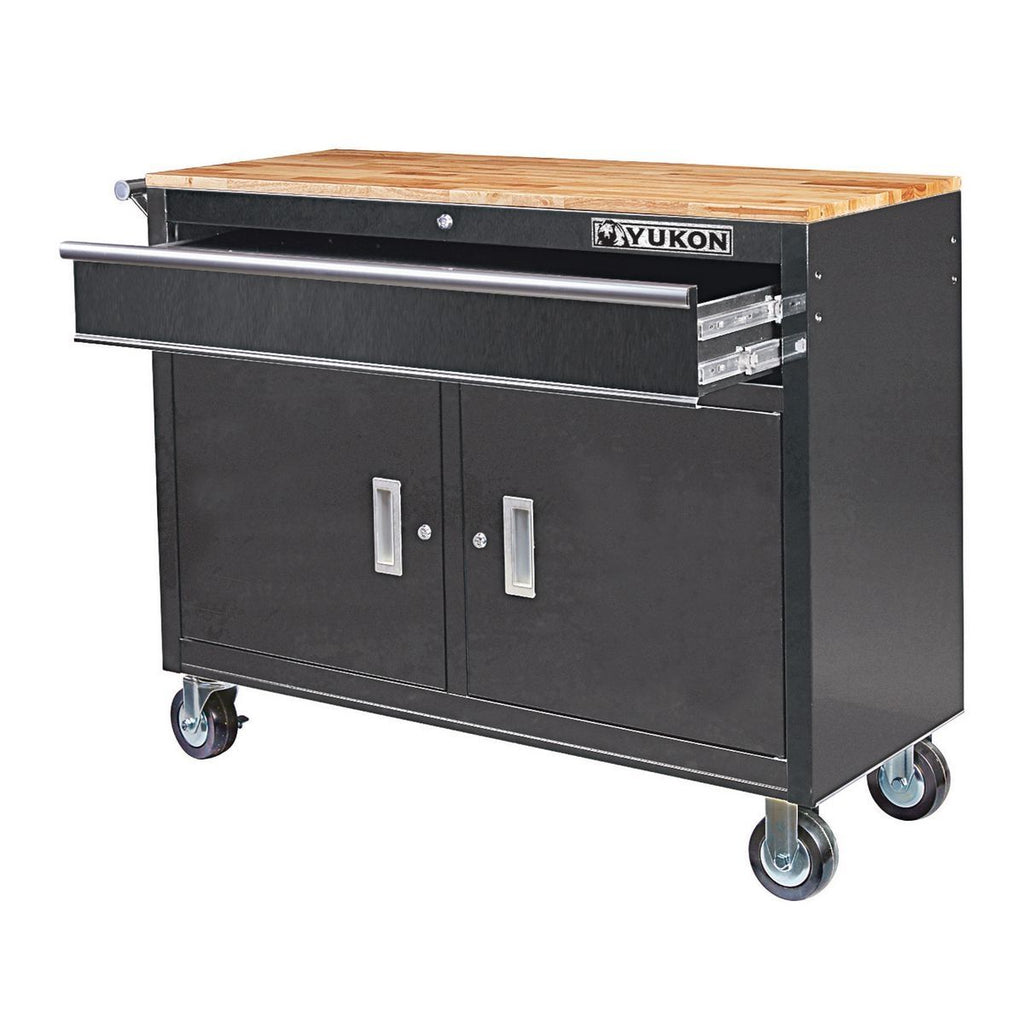 46 in. Mobile Workbench with Solid Wood Top T332