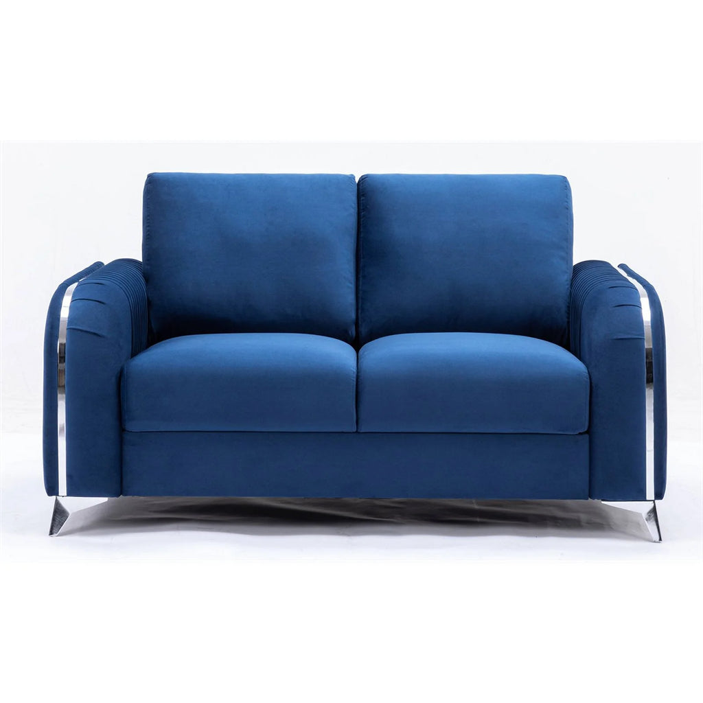 Blue Velvet Upholstered Loveseat U228