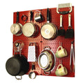 Kitchen Pegboard Organizer Storage and Organization Kit with Red Pegboard and White Acc D70381
