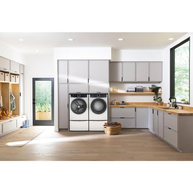 White Laundry Pedestal with Storage Drawer Z39369