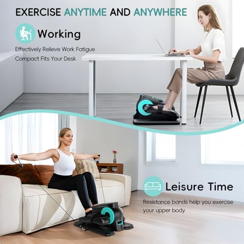 Under Desk Elliptical Machine, Quiet Portable Electric Seated Pedal Exerciser with Remote Control & 12 Adjustable Speeds L2871