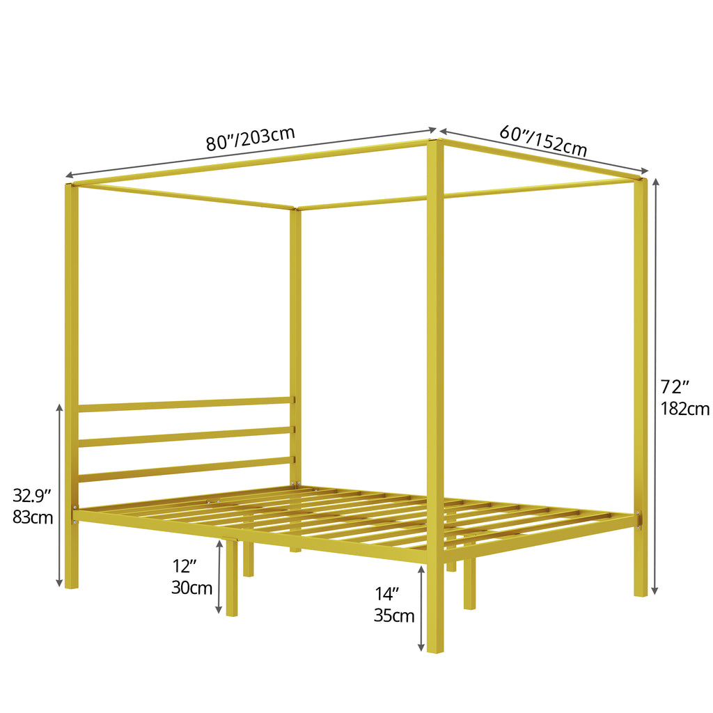 Queen Size Gold Metal Canopy Bed Frame V839