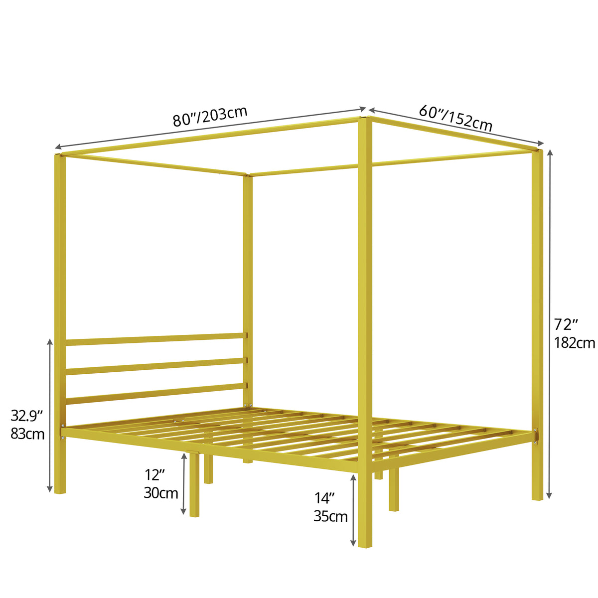 Queen Size Gold Metal Canopy Bed Frame V839