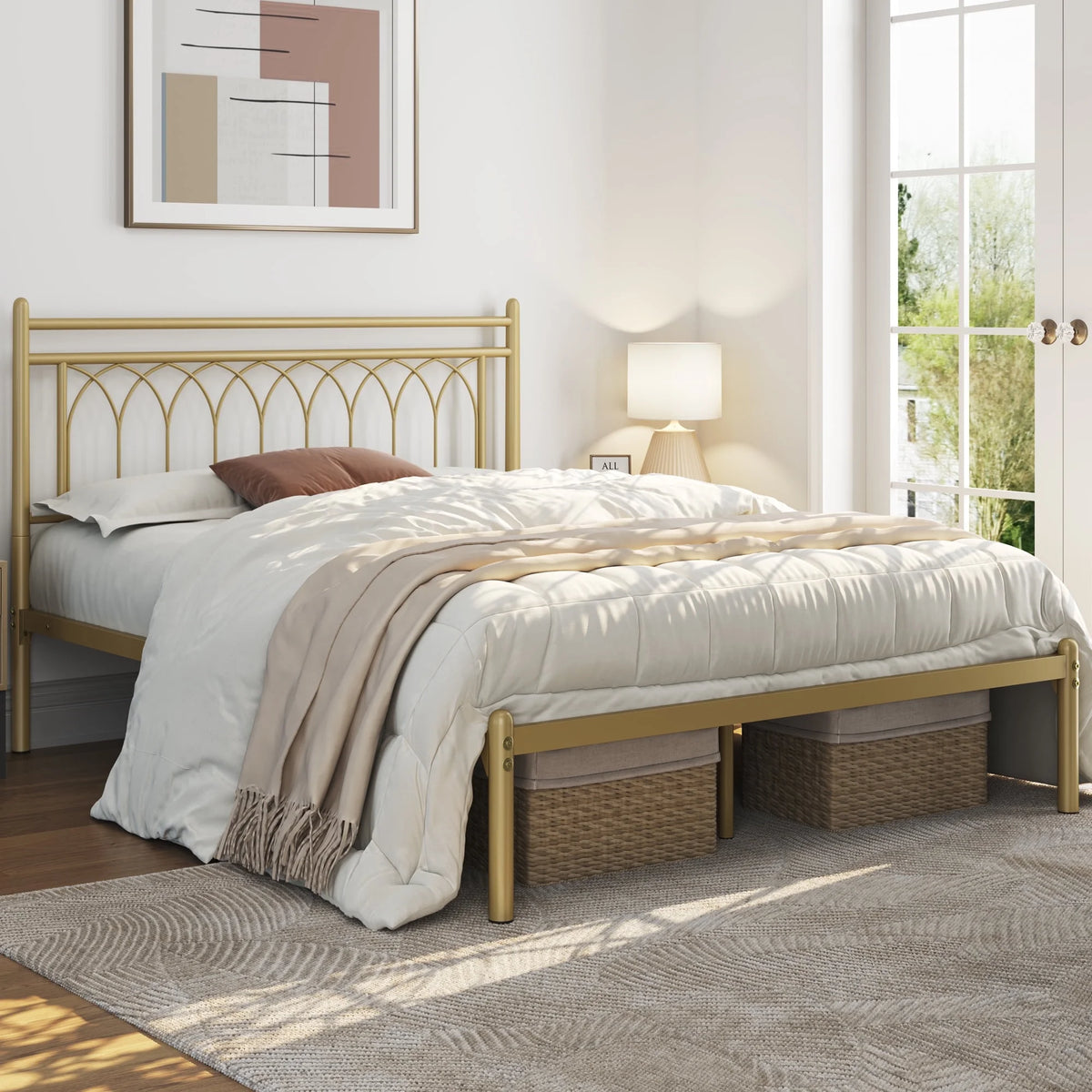 Queen Black Metal Platform Bed O4899