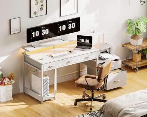 55 Inch Black Computer Desk with 3 Drawers Q456804